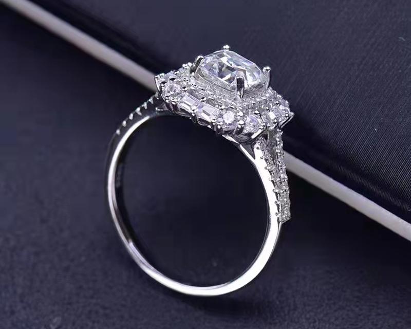 Asscher Cut Moissanite Halo Ring (2) Asscher Cut Moissanite Halo Ring