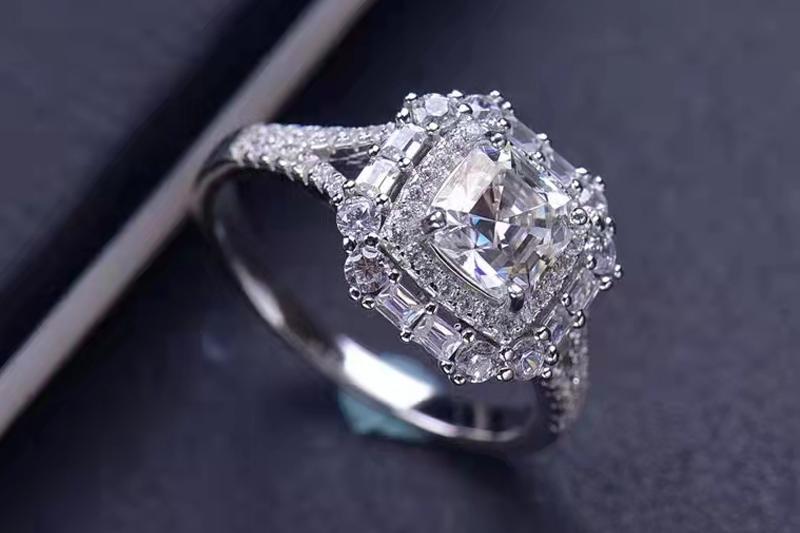 Asscher Cut Moissanite Halo Ring (1) Asscher Cut Moissanite Halo Ring