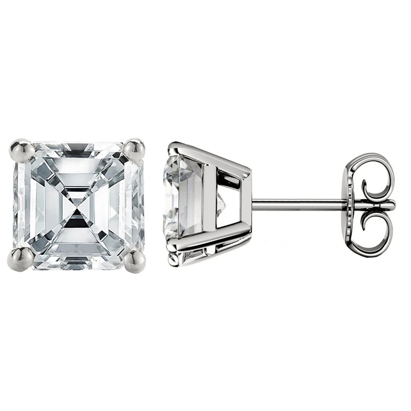 Asscher Cut Moissanite Stud Earrings (3)