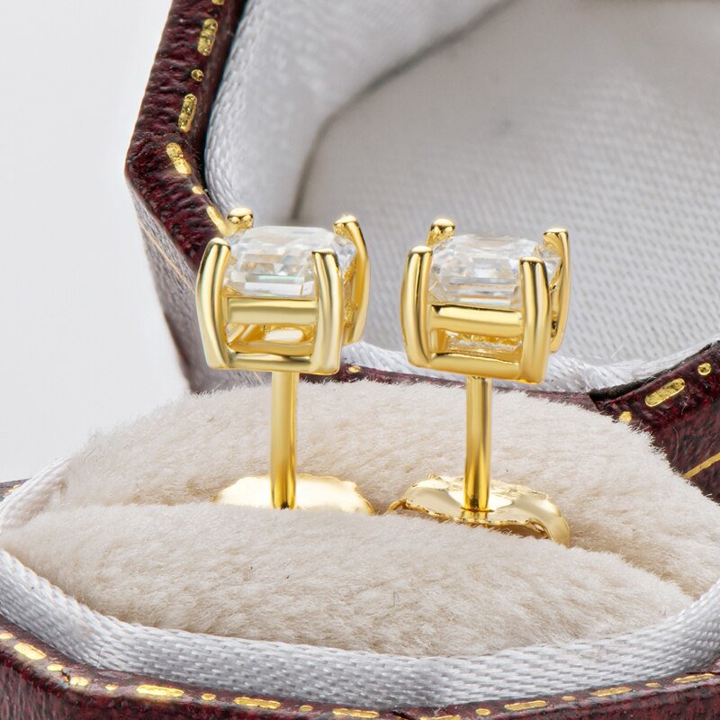 Asscher Cut Moissanite Stud Earrings (5) Asscher Cut Moissanite Stud Earrings