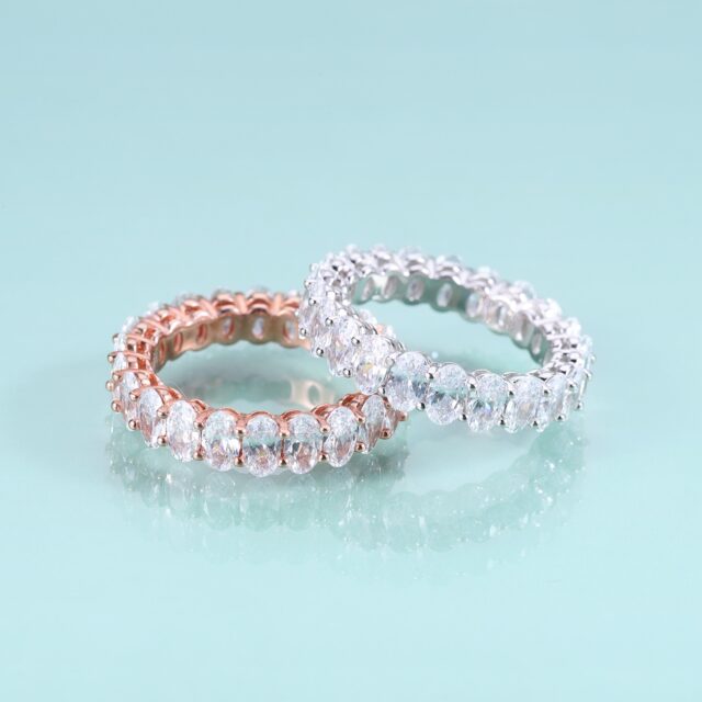 Eliza Elongated Oval Moissanite Eternity Ring