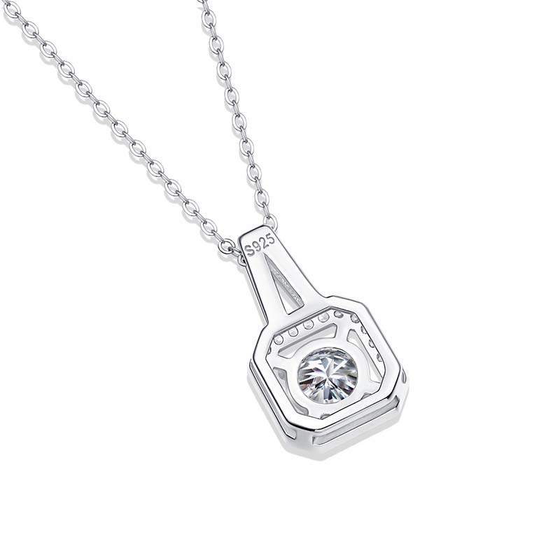 Cushion Halo Moissanite Pendant Hero Rear