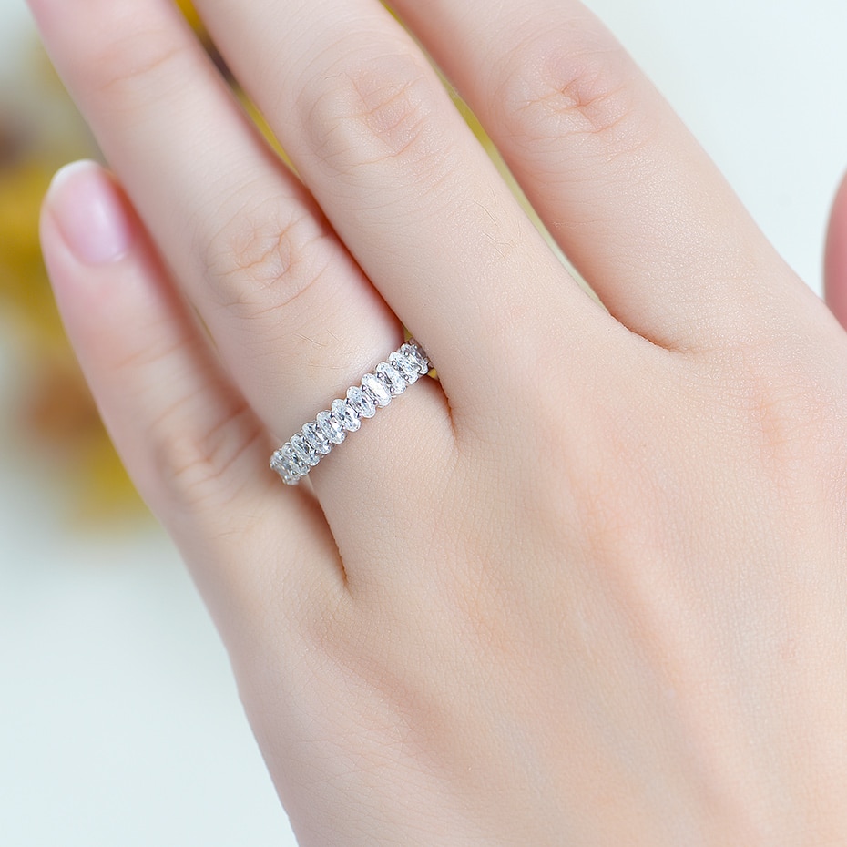 Elongated Oval Moissanite Full Eternity Ring (8)