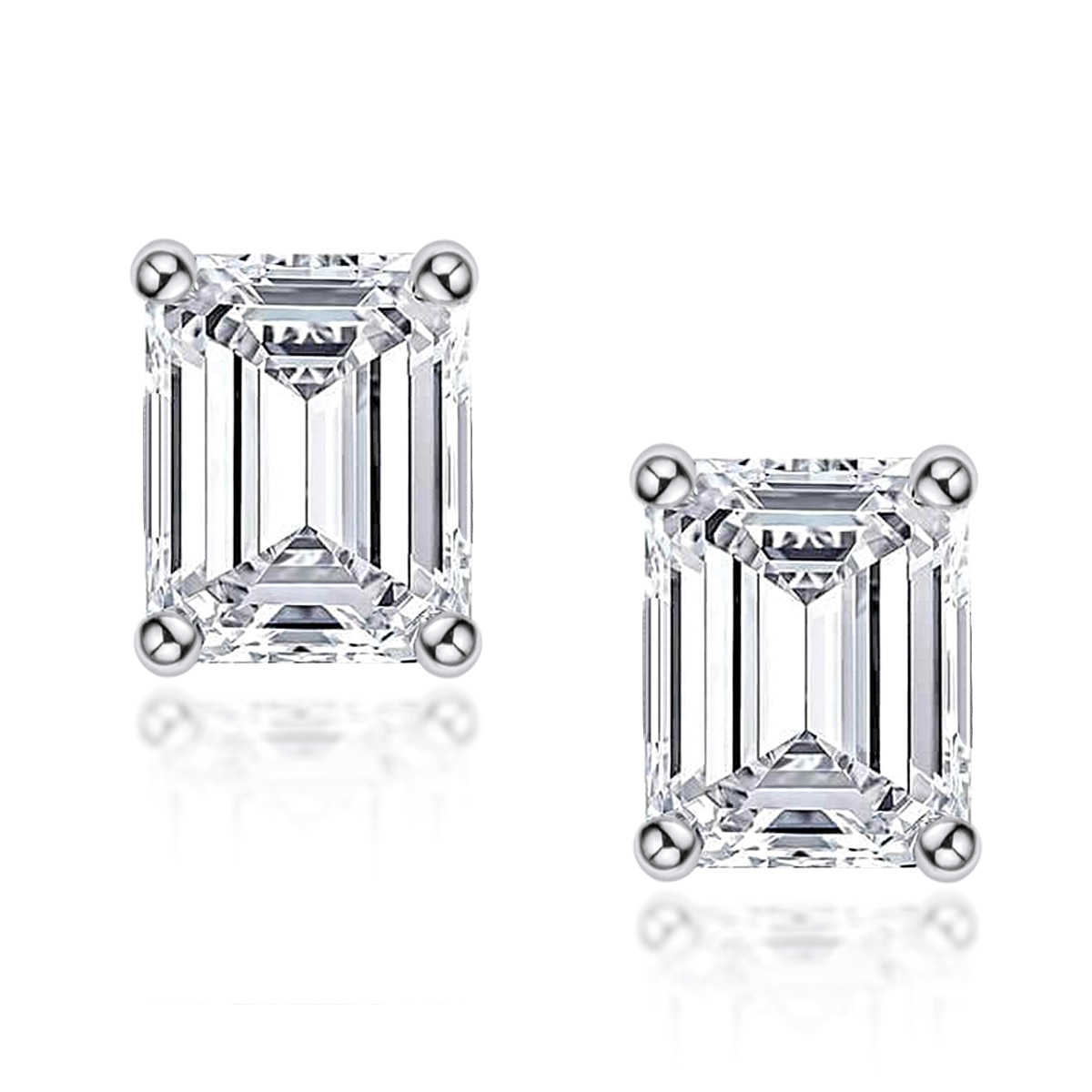 Emerald Cut Moissanite Stud Earrings (3) Emerald Cut Moissanite Stud Earrings