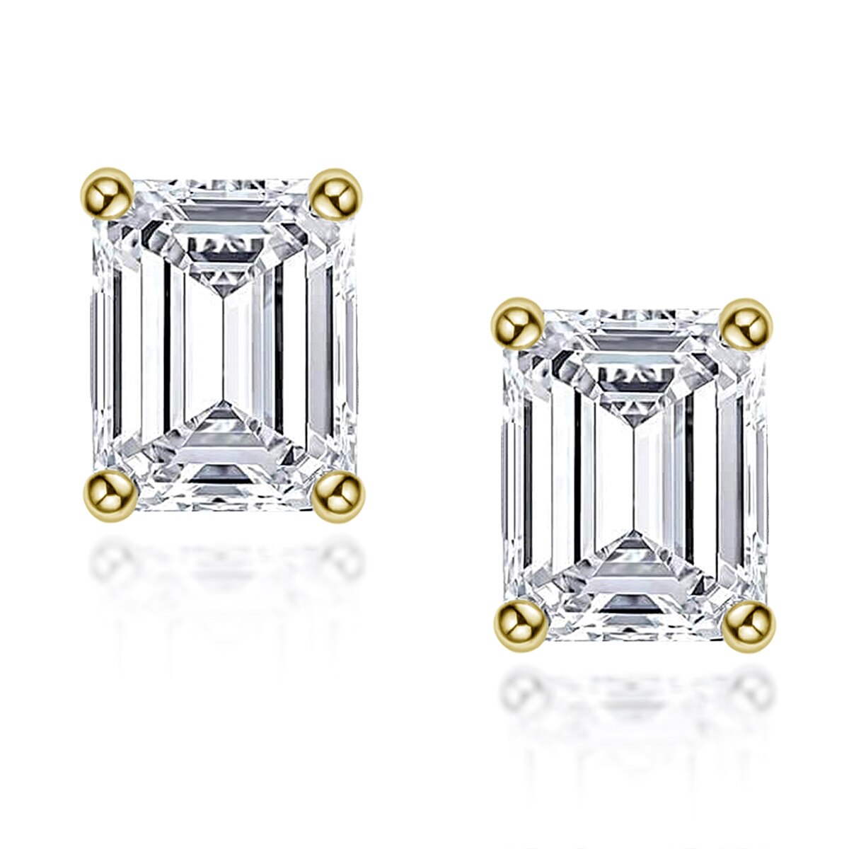 Emerald Cut Moissanite Stud Earrings (4) Emerald Cut Moissanite Stud Earrings