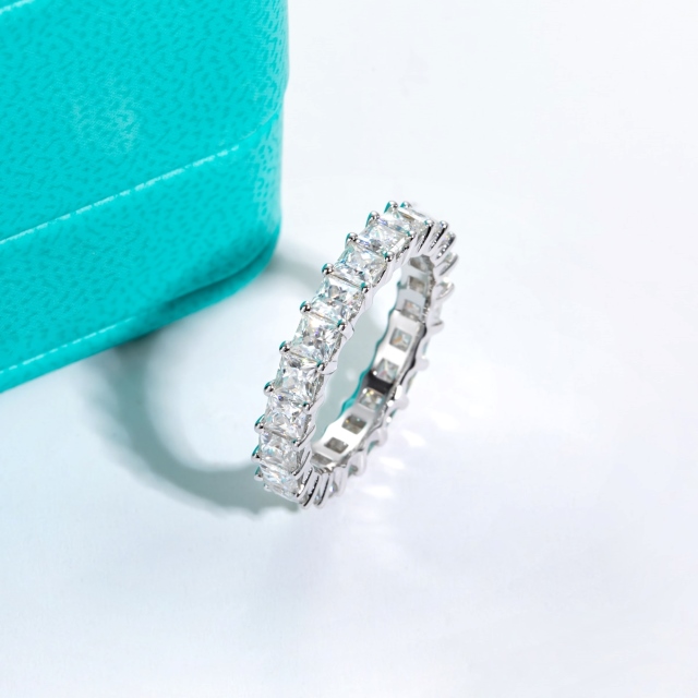 Princess Cut Moissanite Full Eternity Ring (4) princess cut moissanite full eternity ring