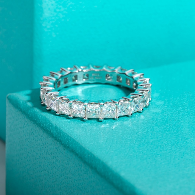 Priscilla Princess Cut Moissanite Full Circle Eternity Ring (3) princess cut moissanite full eternity ring