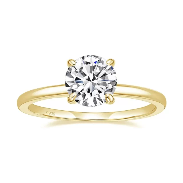 Soleil Round Moissanite 4 Prong Basket Setting Solitaire Ring (7)