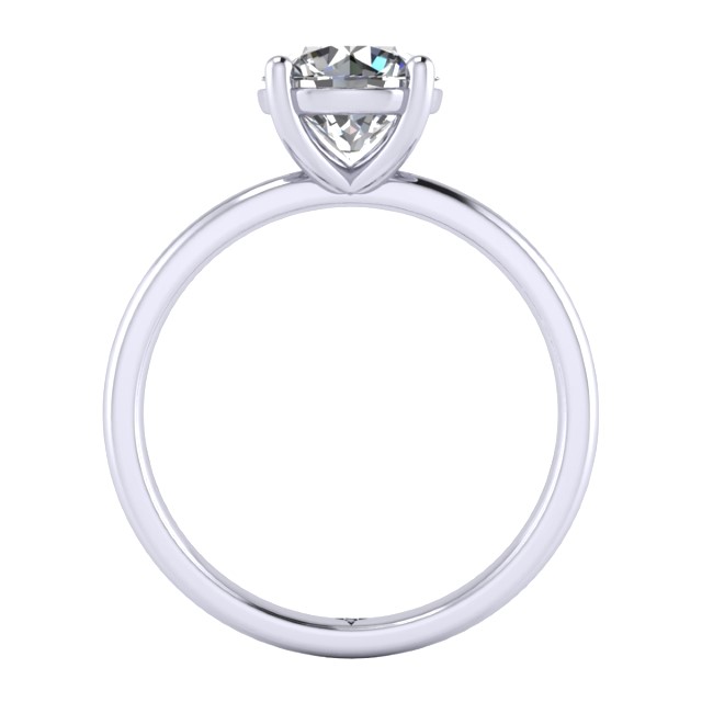 Soleil Round Moissanite 4 Prong Basket Setting Solitaire Ring WG (Upright Front)