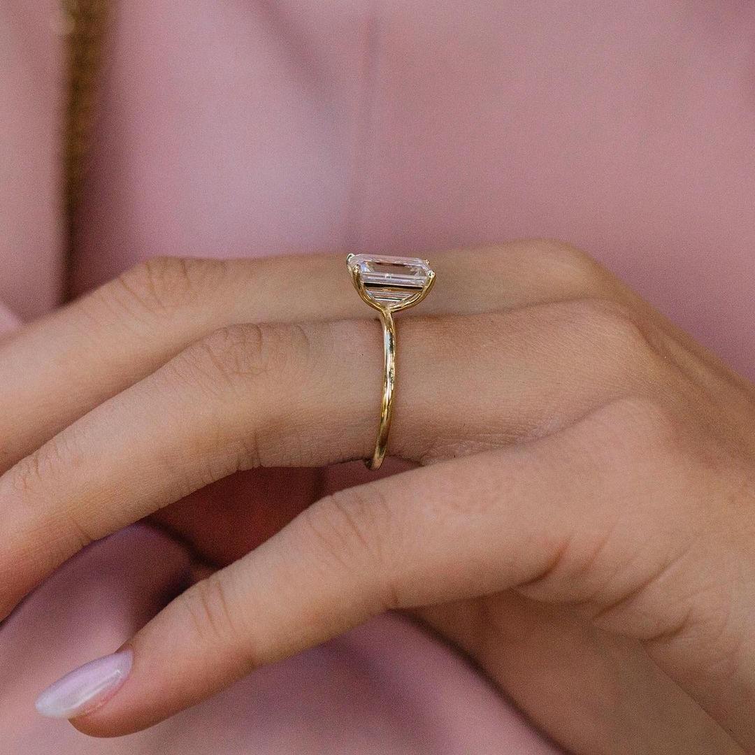 3 Carat Emerald Cut Moissanite Solitaire Ring 3 Carat Emerald Cut Moissanite Solitaire Ring