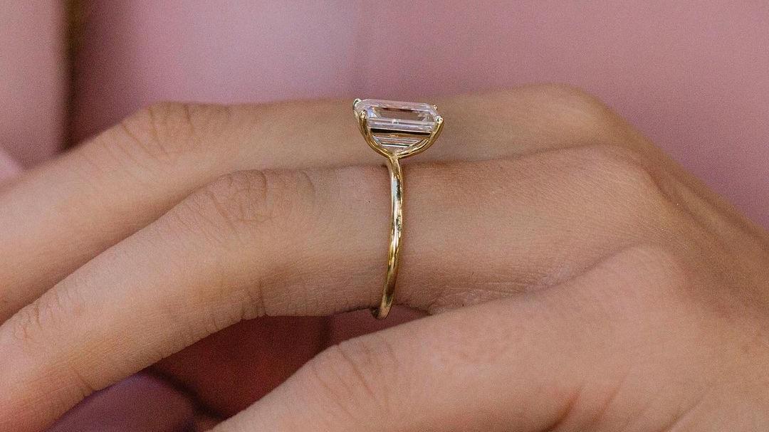 3ct Emerald Cut Moissanite Solitaire Ring (2) 3ct Emerald Cut Moissanite Solitaire Ring