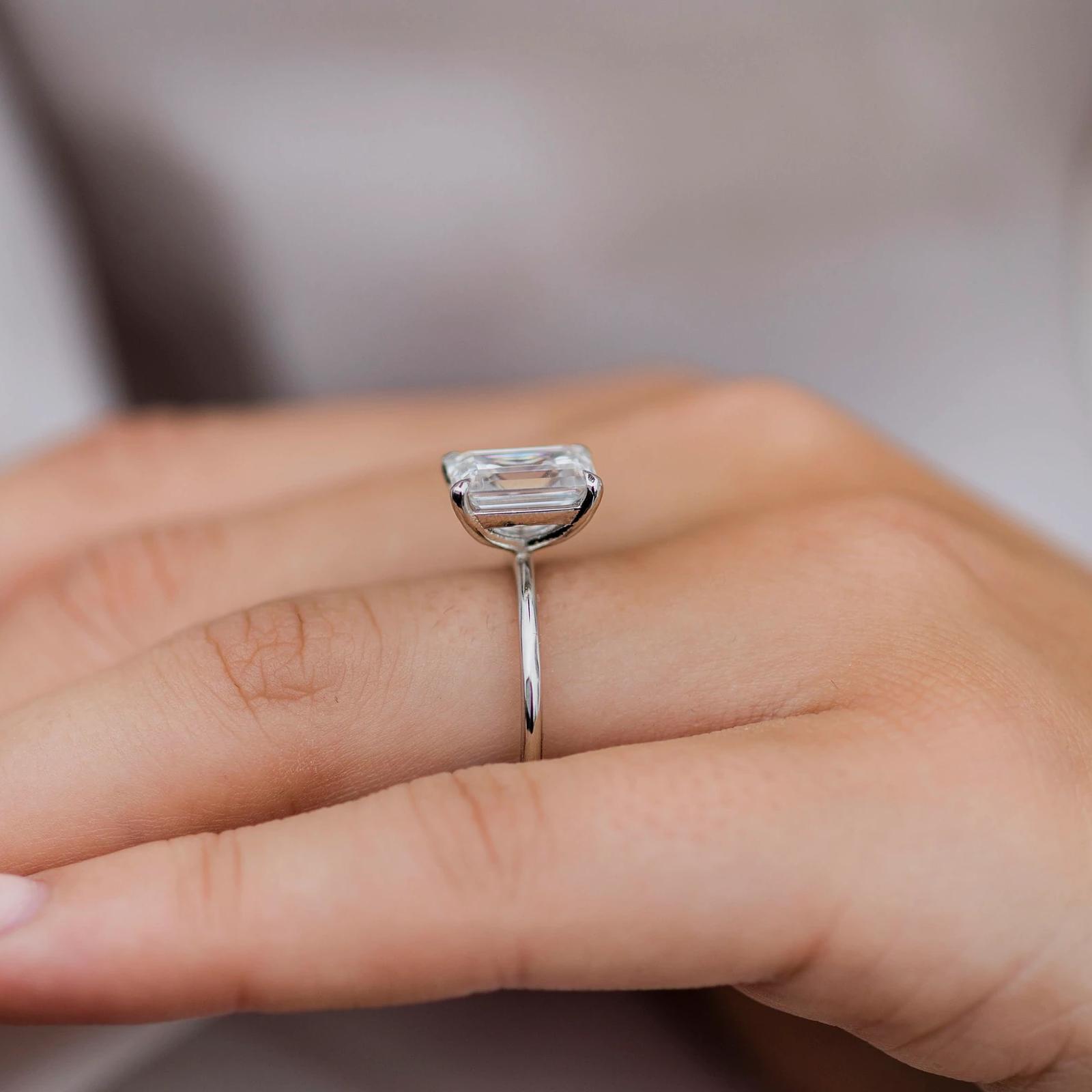 3 Carat Emerald Cut Moissanite Solitaire Ring 3 Carat Emerald Cut Moissanite Solitaire Ring