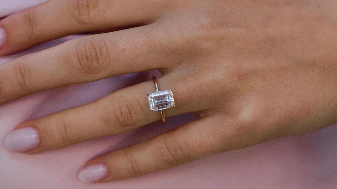 3ct Emerald Cut Moissanite Solitaire Ring (3) 3ct Emerald Cut Moissanite Solitaire Ring