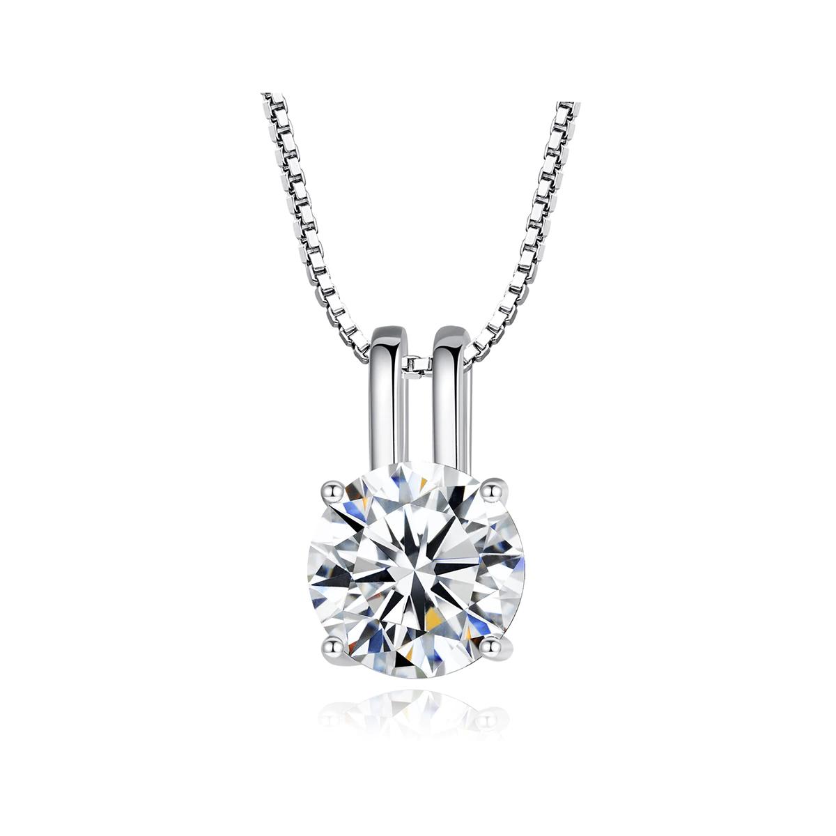 1 Carat Brilliant Cut Genuine Moissanite Twin Link Pendant + Necklace 1 Carat Brilliant Cut Genuine Moissanite Twin Link Pendant + Necklace