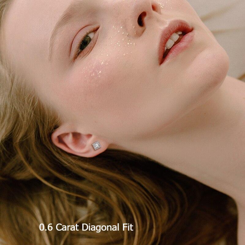 0.6 to 2 Carat Princess Cut Moissanite Halo Stud Earrings 0.6 to 2 Carat Princess Cut Moissanite Halo Stud Earrings