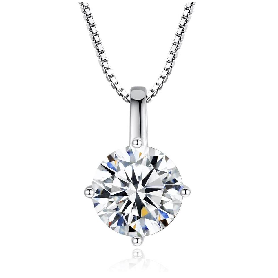 1 Carat Round Solitaire Moissanite Pendant with Chain 1 Carat Round Solitaire Moissanite Pendant with Chain