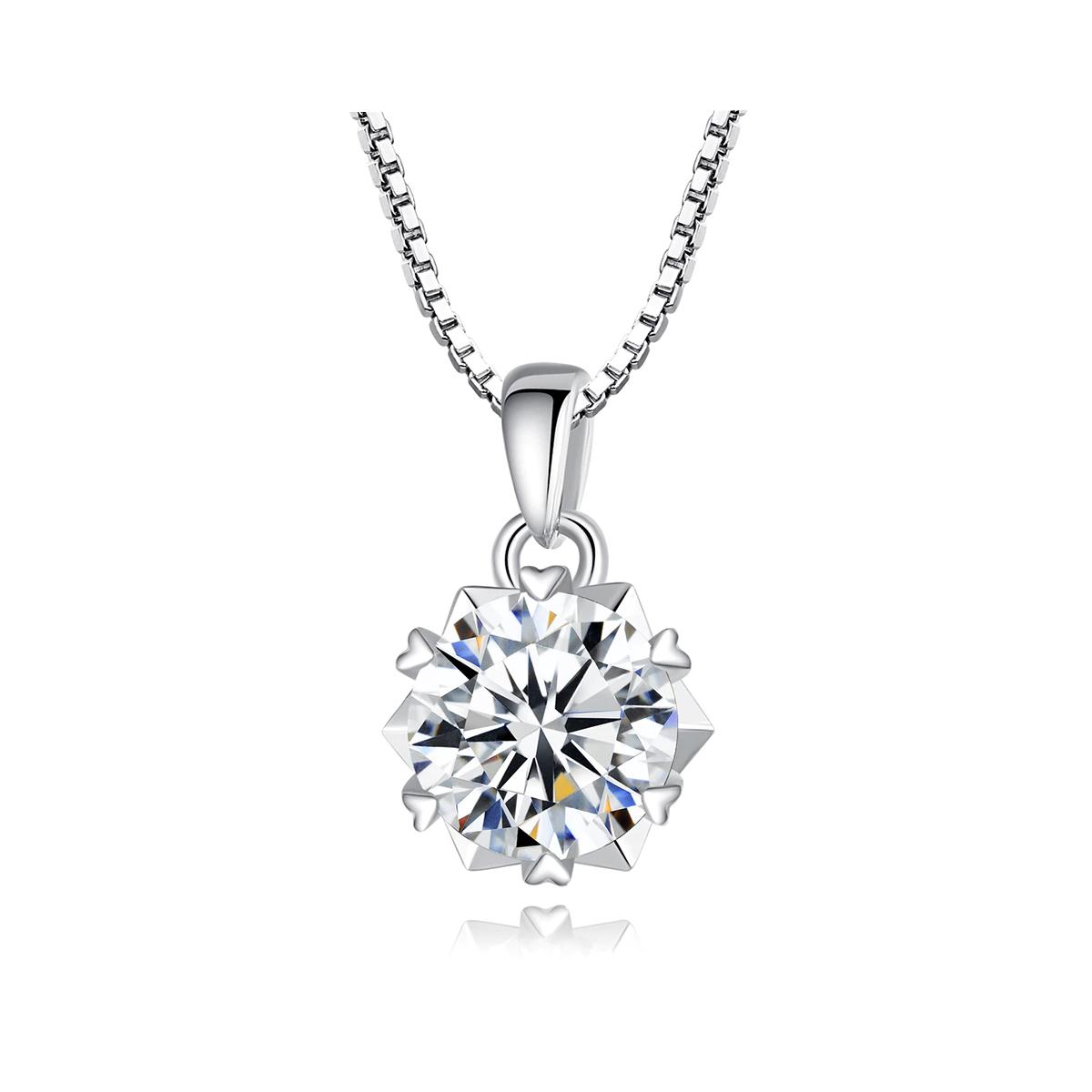 1 Carat Round Moissanite Pendant with Chain 1 Carat Round Moissanite Pendant with Chain