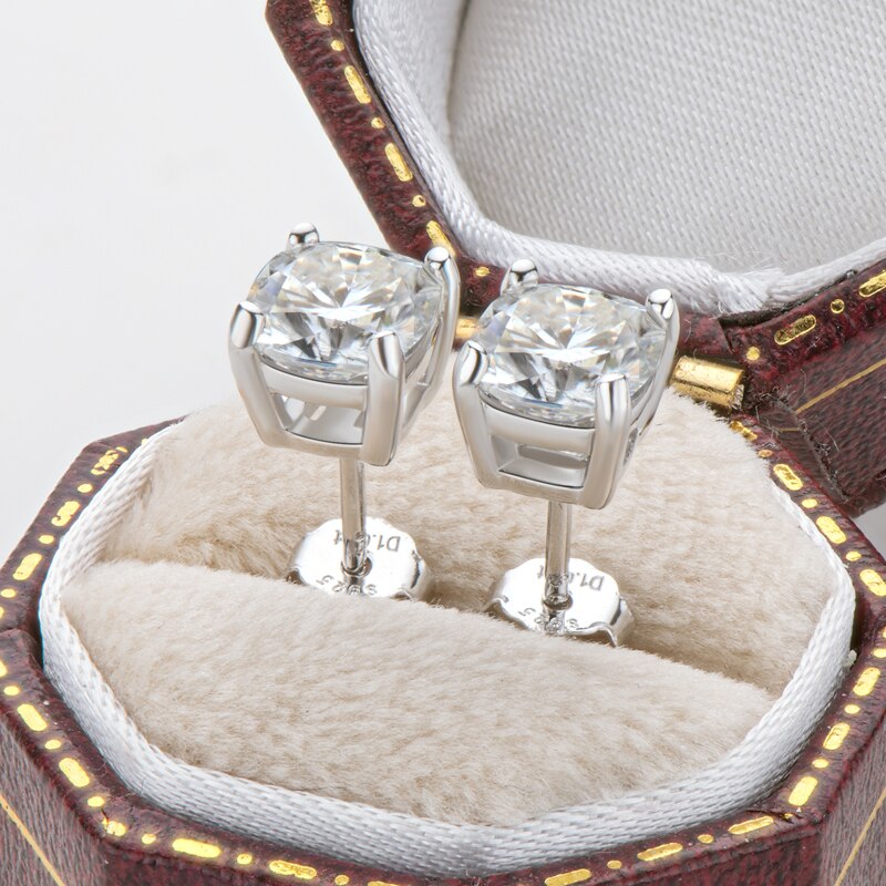 Cushion Cut Moissanite Stud Earrings (4 Prong) (8) Cushion Cut Moissanite Stud Earrings