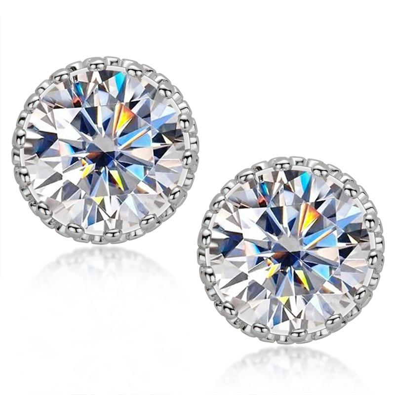 1ct Moissanite Crown Stud Earrings