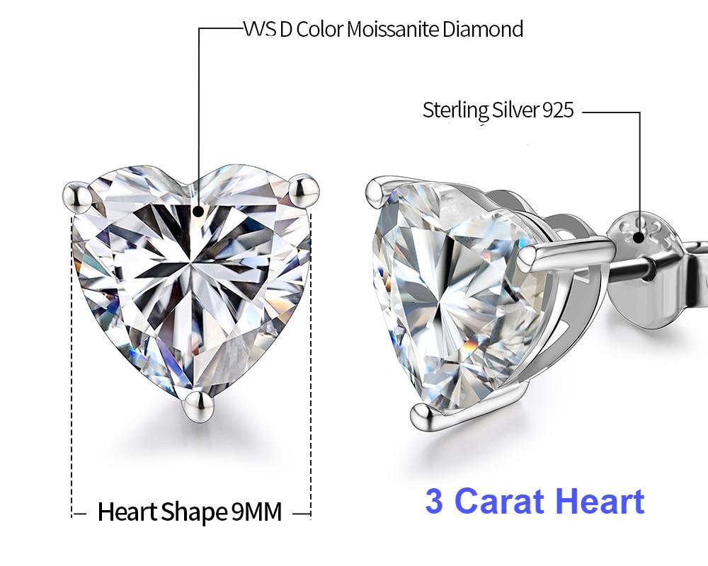 Heart Moissanite Stud Earrings WG (2) Heart Moissanite Stud Earrings