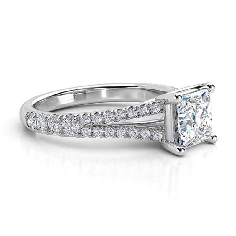 2ct Princess cut moissanite split pave ring 