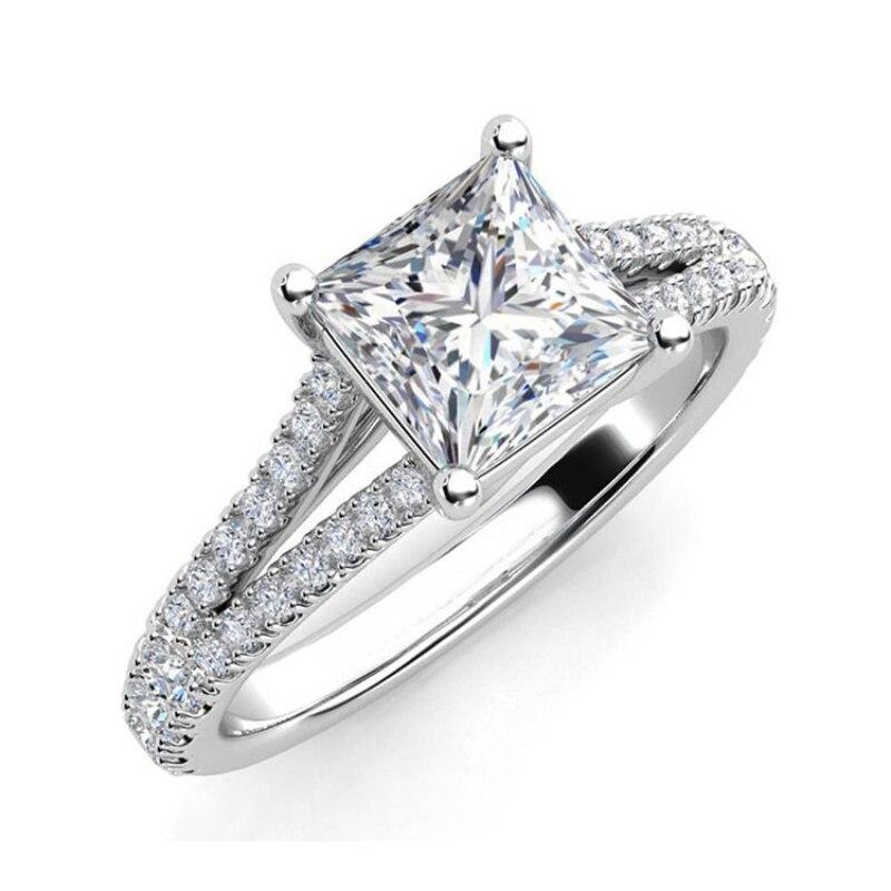 2ct Princess cut moissanite split pave ring 