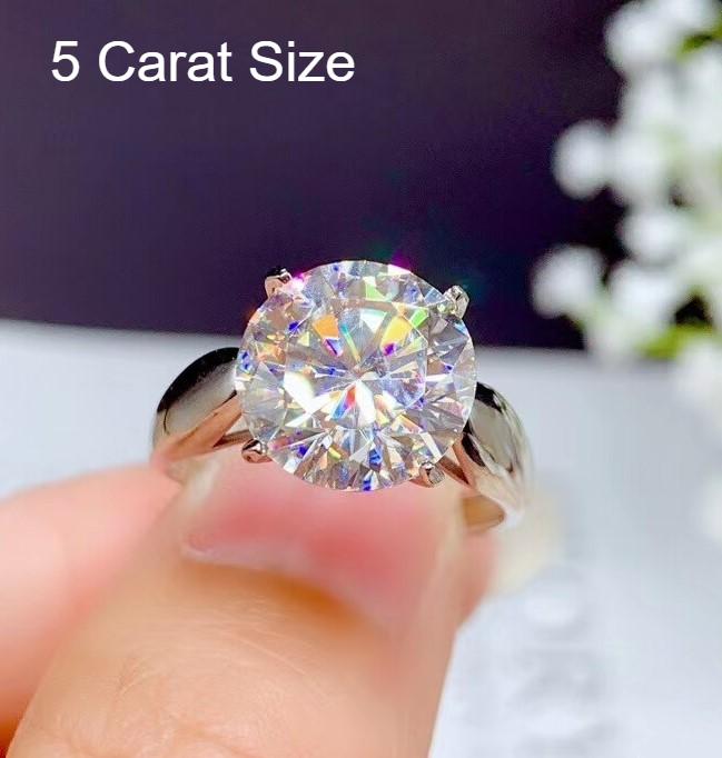 5ct Moissanite 4 Prong Cathedral Set Ring 