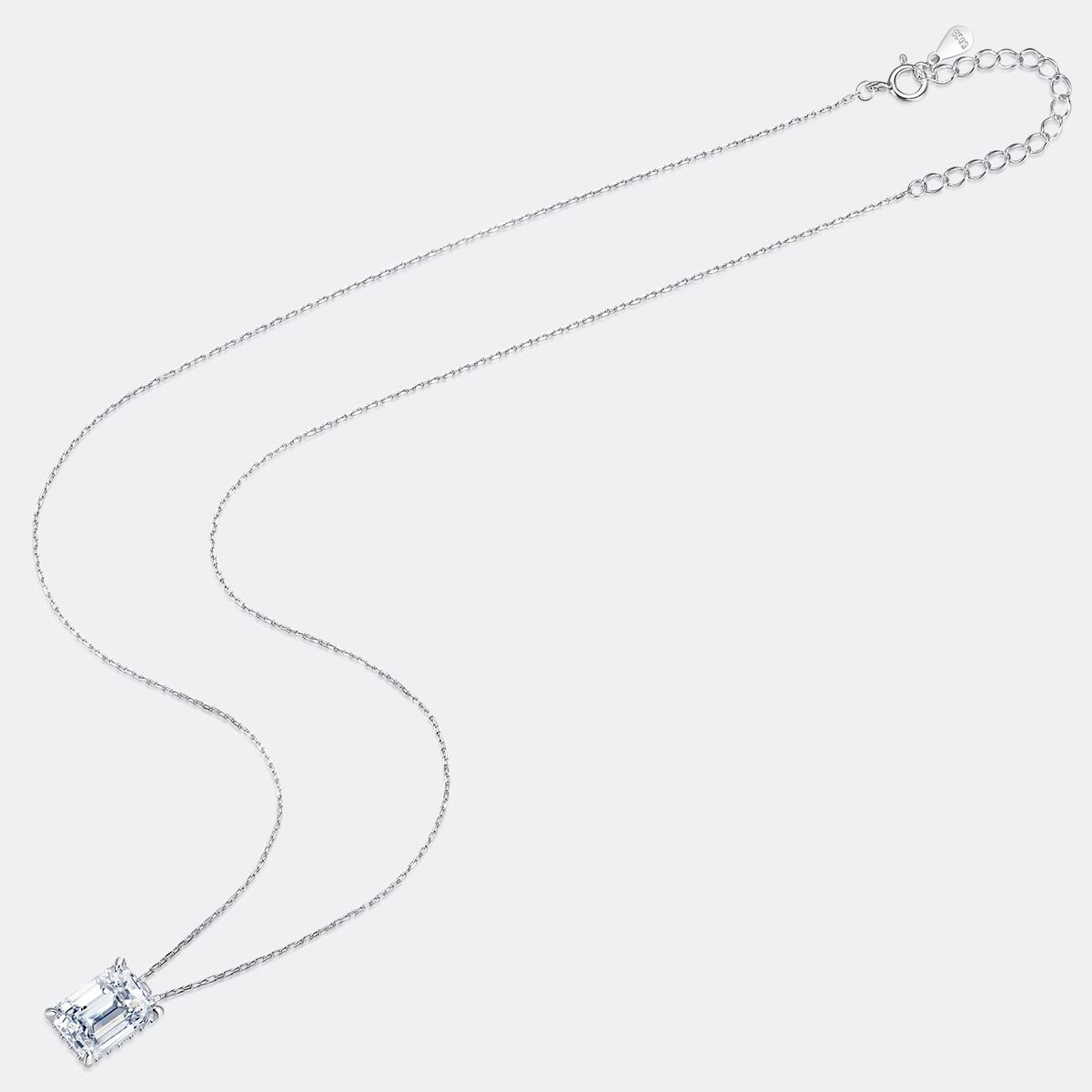 1 carat emerald cut moissanite hidden halo pendant + necklace (2) 1 carat emerald cut moissanite hidden halo pendant + necklace