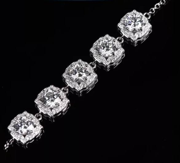 5TCW Round Moissanite Fancy Halo Bracelet (Length)