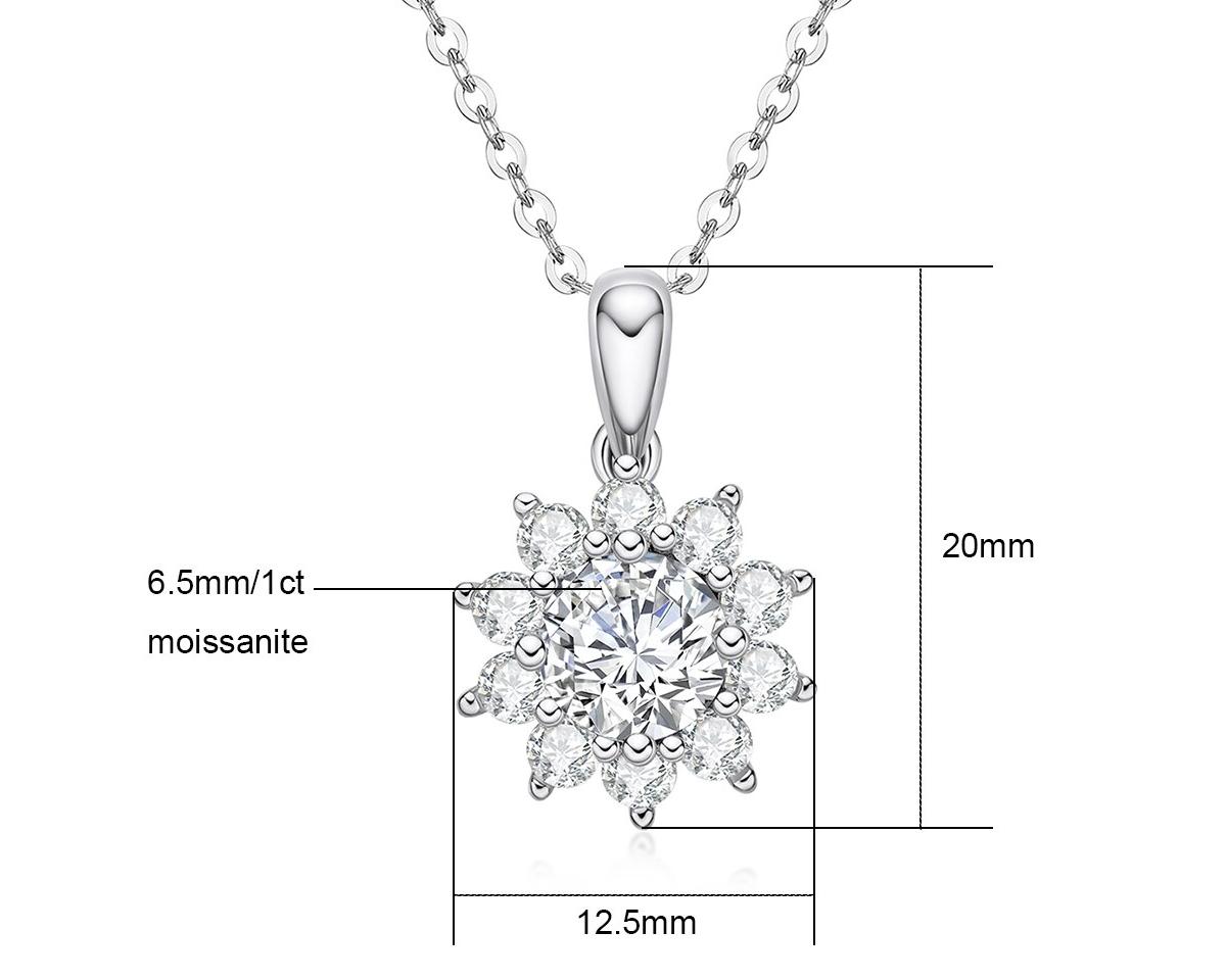 2ct Round Moissanite Lotus Halo Pendant (4) 2ct Round Moissanite Lotus Halo Pendant (1)