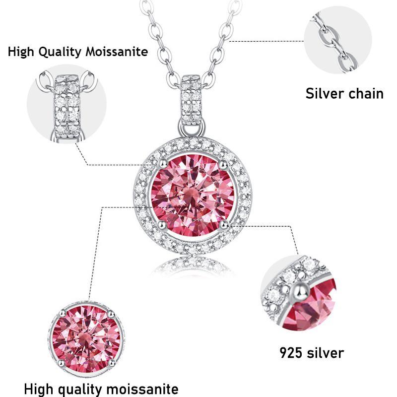 Round Halo Color Moissanite Pendant