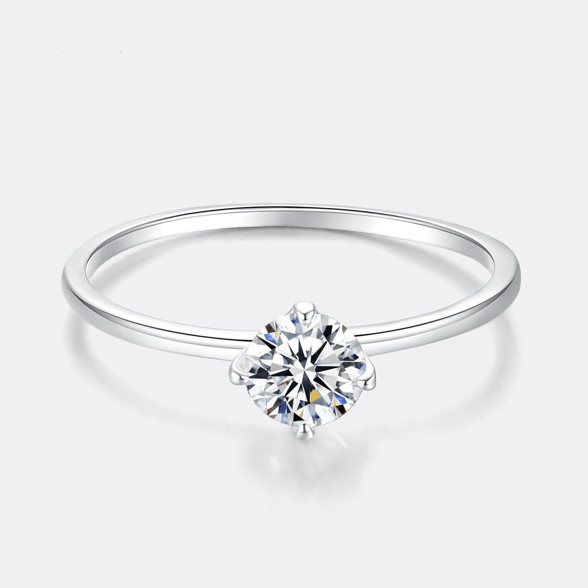 0.5ct Round Moissanite 4 Prong Solitaire Ring for Girls (4) 0.5ct Round Moissanite 4 Prong Solitaire Ring for Girls