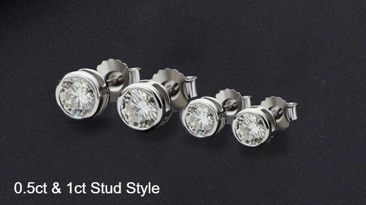 Stud Style Moissanite Bevel Earrings