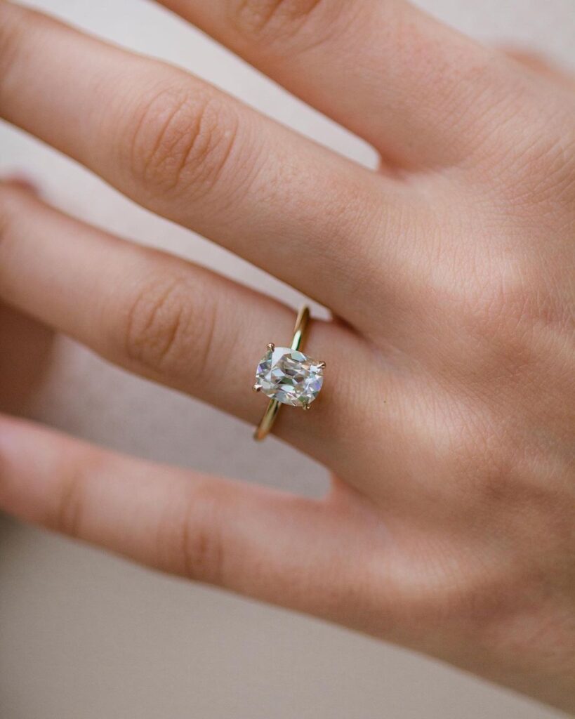 2 carat old mine cushion cut moissanite solitaire ring (2) 2 carat old mine cushion cut moissanite solitaire ring