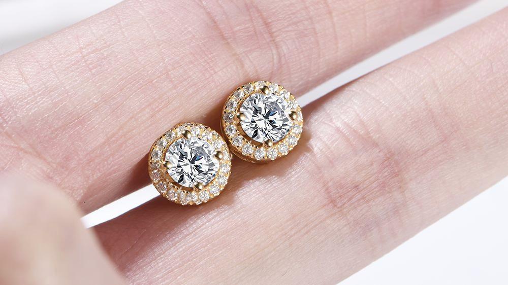 Round Halo Stud Earrings (6) Round Halo Stud Earrings