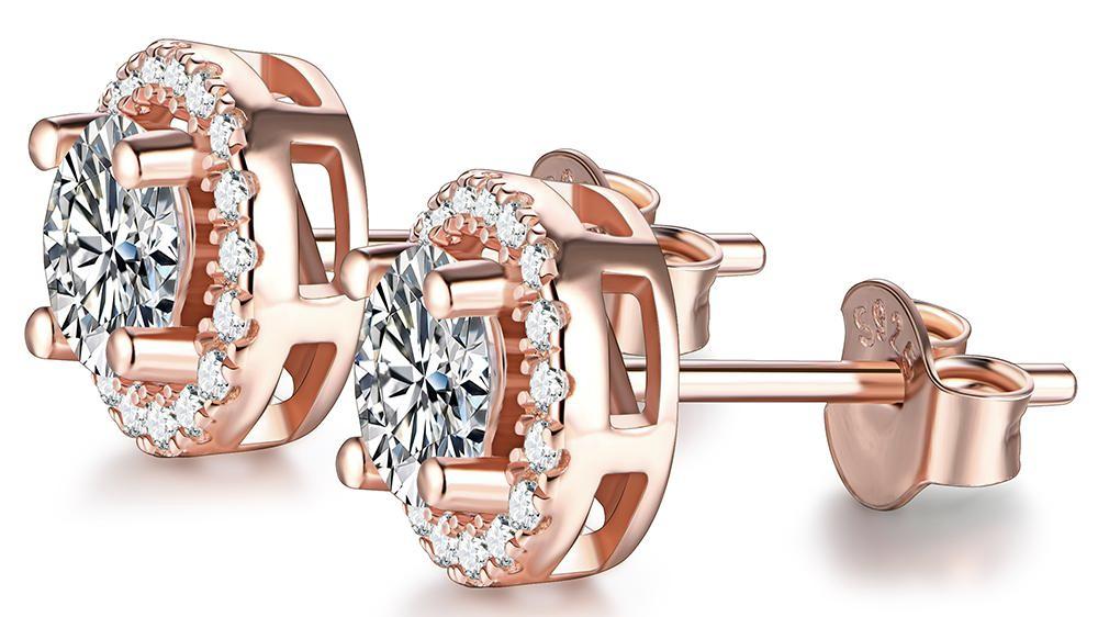 Round Halo Stud Earrings RG Round Halo Stud Earrings RG