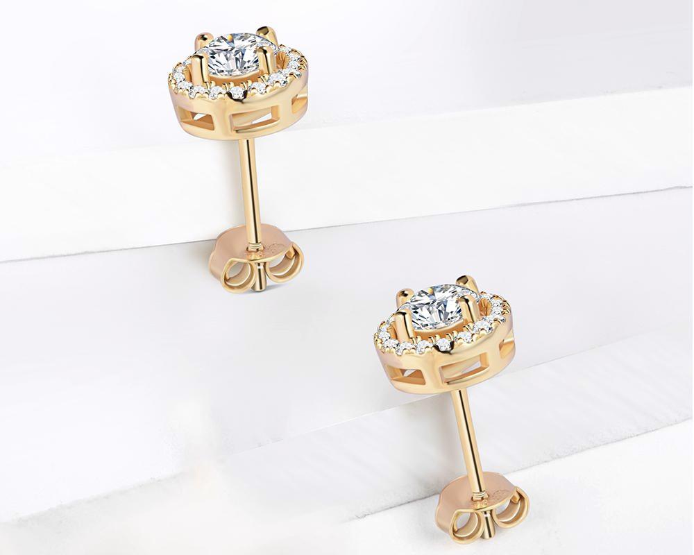 Round Halo Stud Earrings (4) Round Halo Stud Earrings