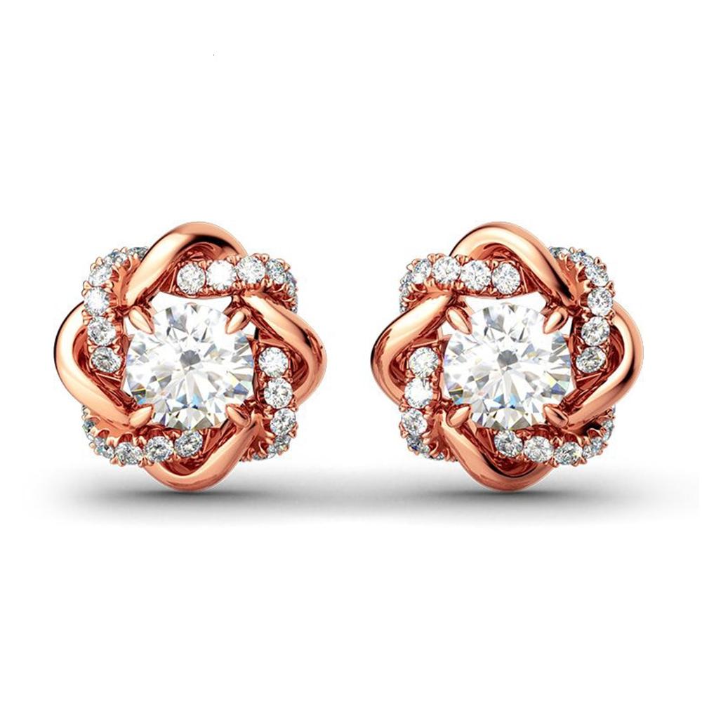 Round Moissanite Love Knot Stud Earrings RG