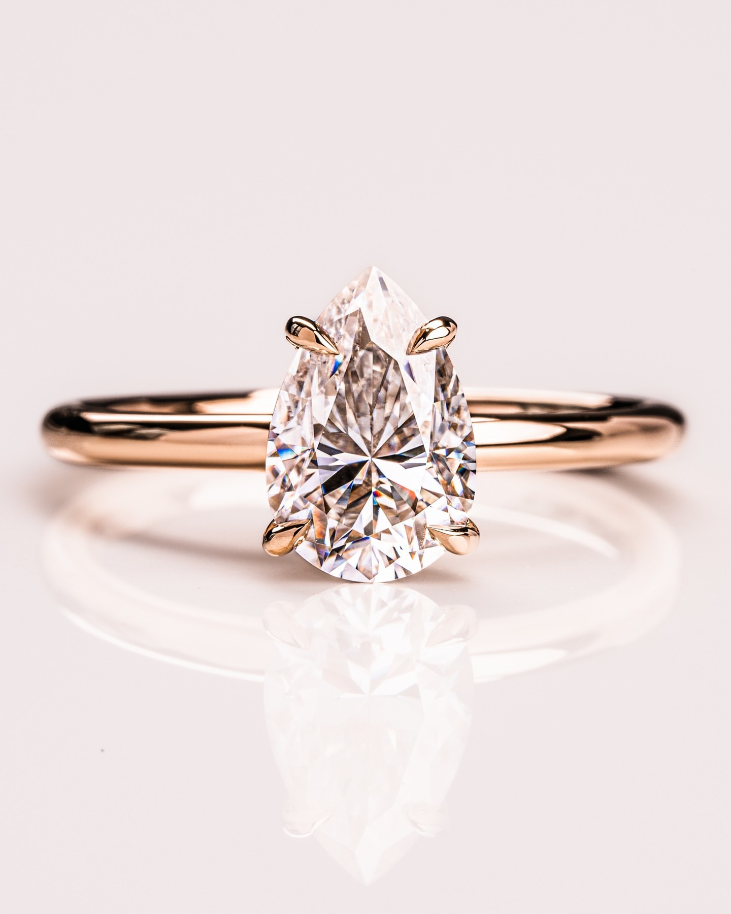 1.5ct Pear Hidden Halo Moissanite 4 Prong Ring (1)