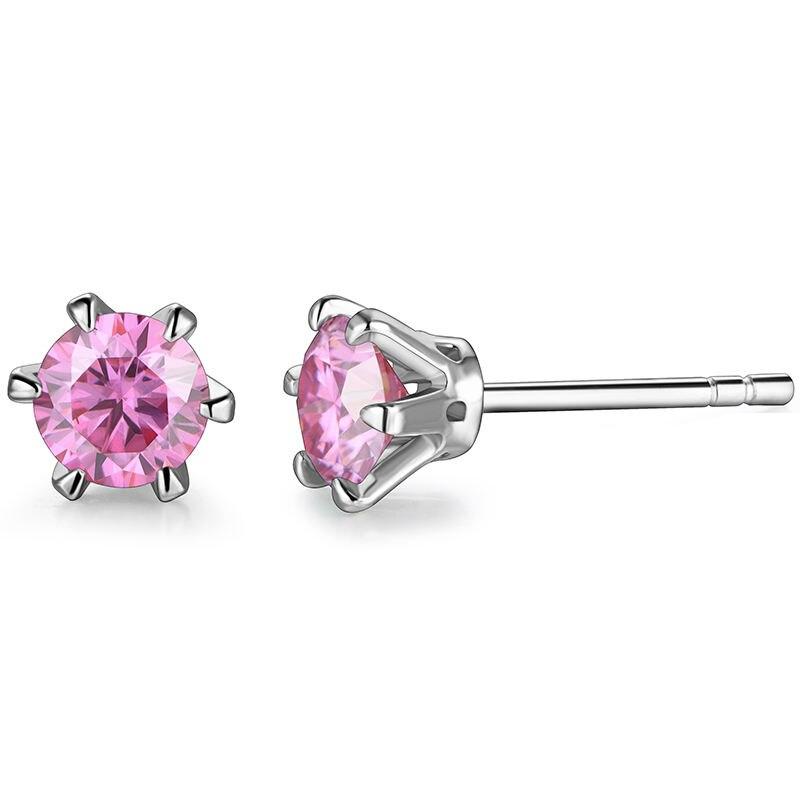 0.5 Carat / 1 Carat Round Color Genuine Moissanite 6 Prong Stud Earrings 0.5 Carat / 1 Carat Round Color Genuine Moissanite 6 Prong Stud Earrings