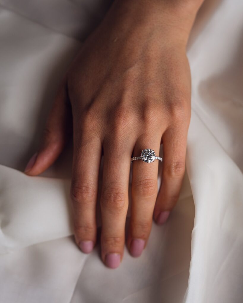 3ct Soleil Round Moissanite Hidden Halo 4 Prong Ring Pave Band (2) 3ct Soleil Round Moissanite Hidden Halo 4 Prong Ring Pave Band