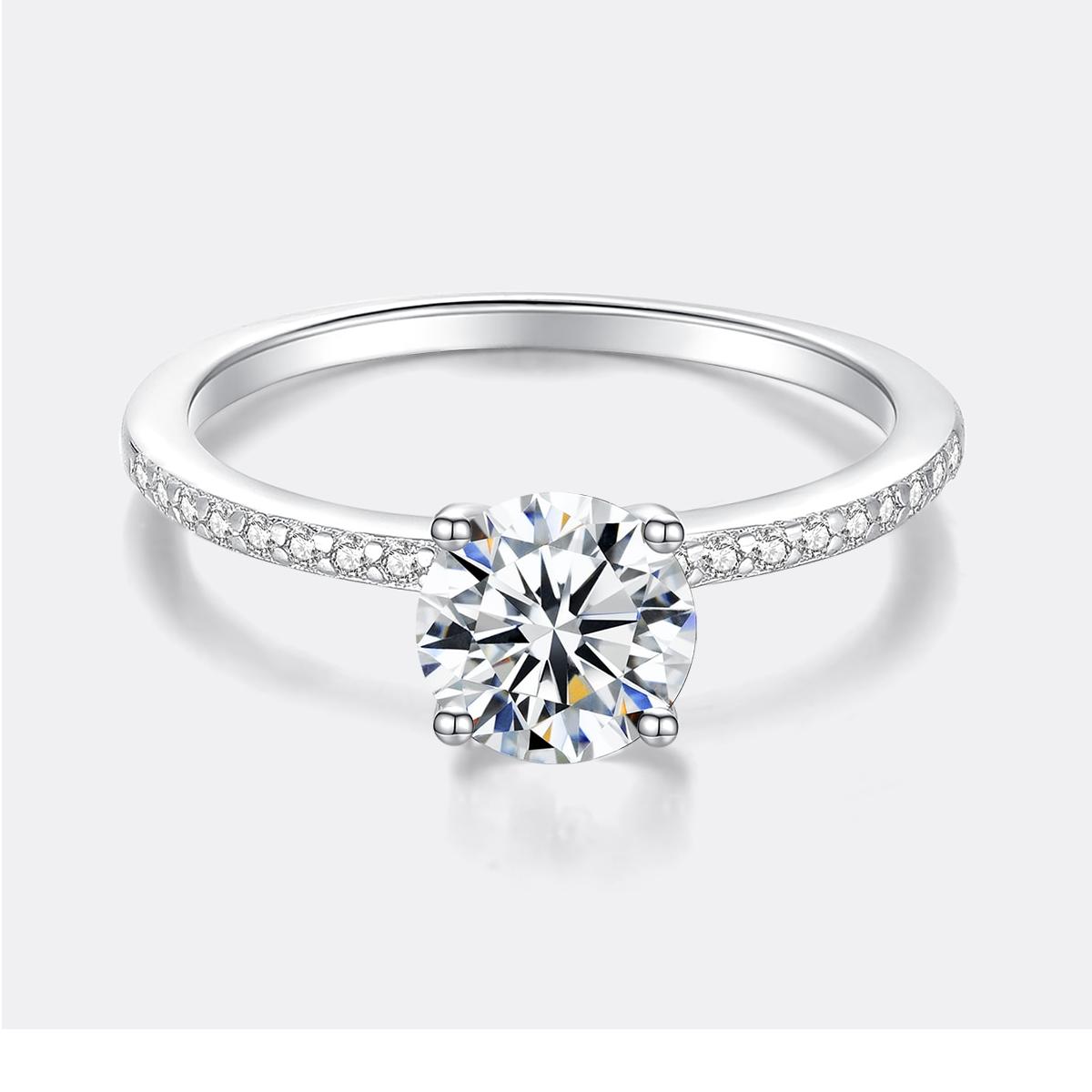 ‘Soleil’ 1 or 2 Carat Round Genuine Moissanite 4 Prong Basket Setting Solitaire Ring 'Soleil' 1 or 2 Carat Round Genuine Moissanite 4 Prong Basket Setting Solitaire Ring