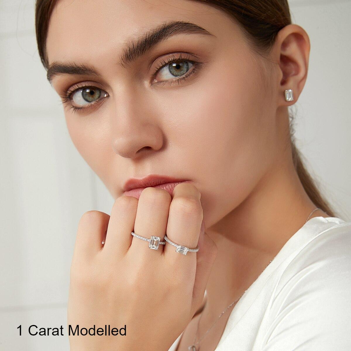 ‘Émabelle’ 1 or 2 Carat Emerald Cut Moissanite Hidden Halo Ring 'Émabelle' 1 or 2 Carat Emerald Cut Moissanite Hidden Halo Ring