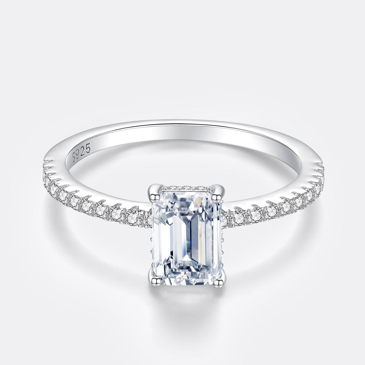 ‘Émabelle’ 1 or 2 Carat Emerald Cut Moissanite Hidden Halo Ring 'Émabelle' 1 or 2 Carat Emerald Cut Moissanite Hidden Halo Ring