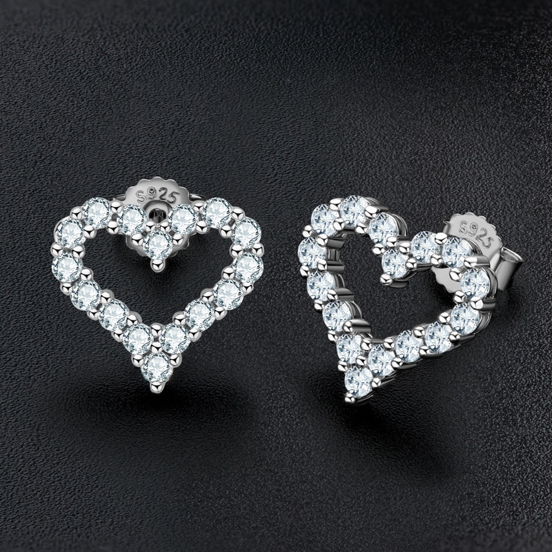 Moissanite Heart Stud Earrings