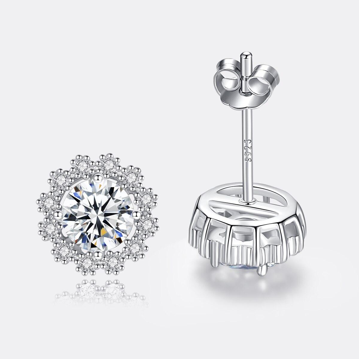 Moissanite Flower Halo Stud Earrings (5) Moissanite Flower Halo Stud Earrings