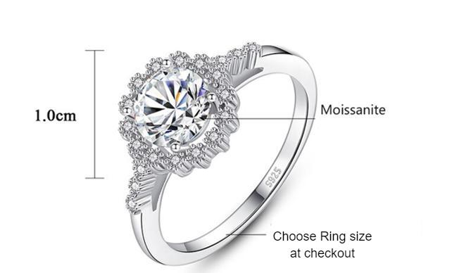 1 Carat Brilliant Cut Genuine Moissanite Flower Halo Ring 1 Carat Brilliant Cut Genuine Moissanite Flower Halo Ring