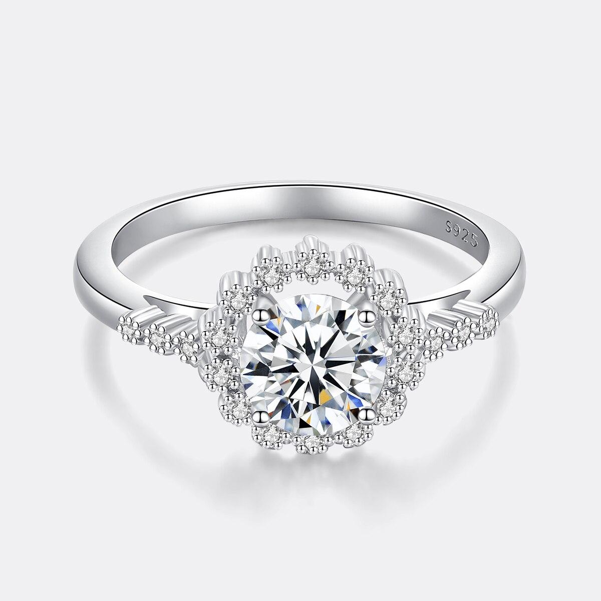 1ct Moissanite Flower Halo Ring (4) 1ct Moissanite Flower Halo Ring
