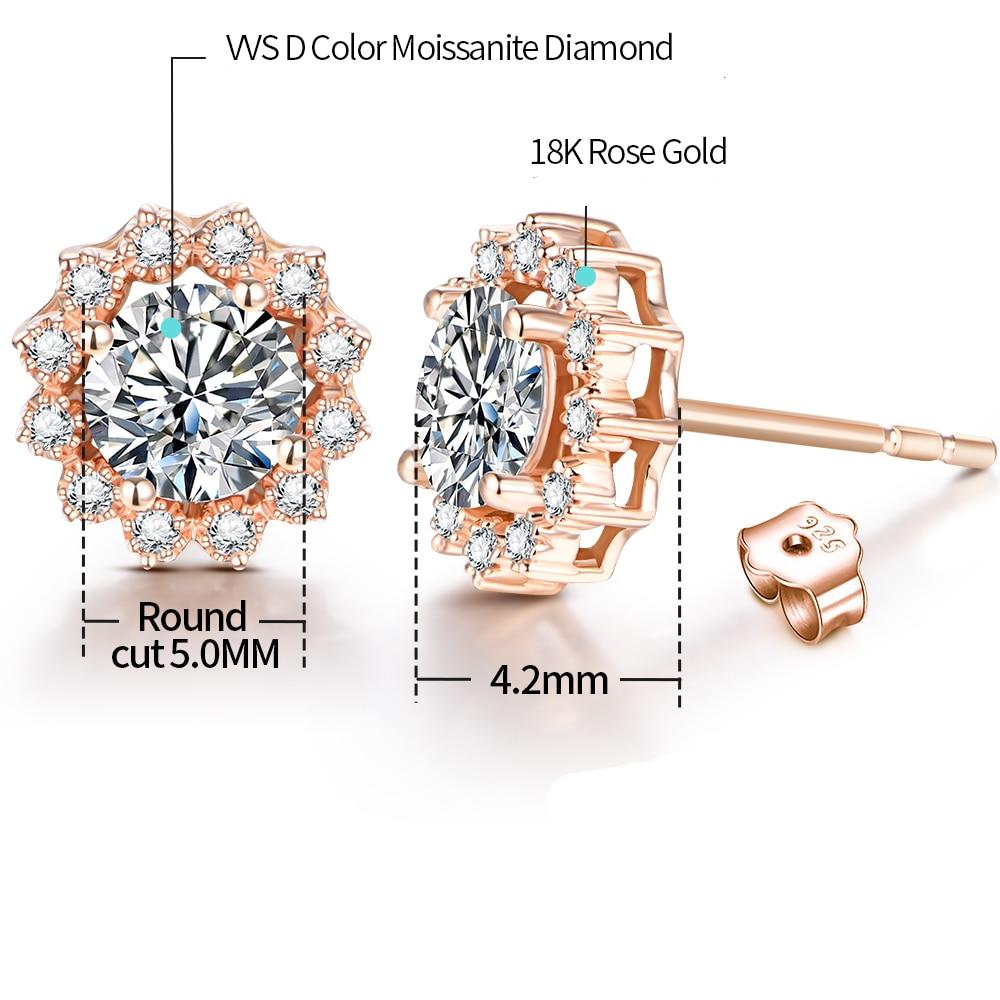 Moissanite Flower Halo Earrings RG (3) Moissanite Flower Halo Earrings RG
