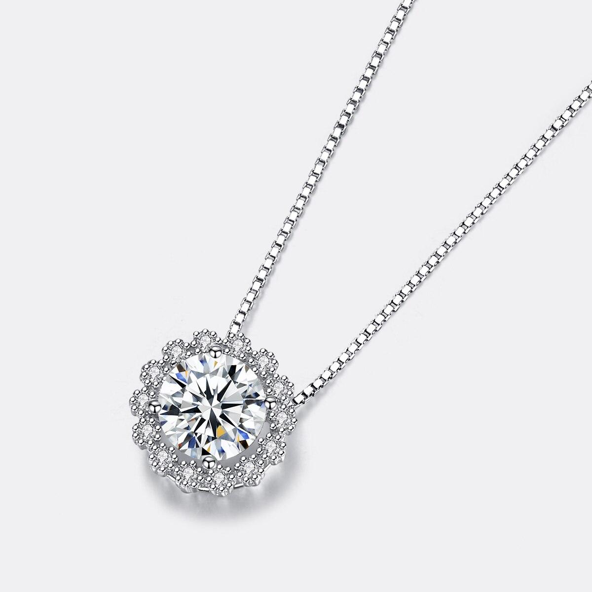 Moissanite Flower Halo Pendant (1) Moissanite Flower Halo Pendant